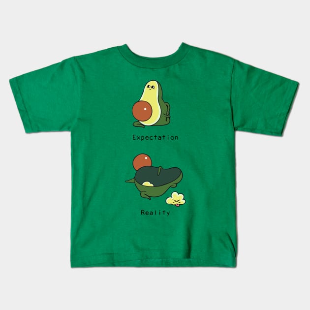 Avocado First Time Yoga Kids T-Shirt by huebucket